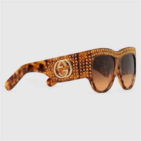 gucci d frame crystal embellished acetate sunglasses|gucci sunglasses with swarovski crystals.